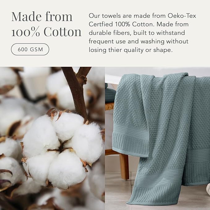 NY Loft 100% Cotton Hand Towel 6 Pack Hand Towel Set | Super Soft & Absorbent Quick-Dry Hand Towels 16" x 28" |Textured and Durable Cotton | Trinity Collection (6 Pack Hand Towel, Stormy Sea)