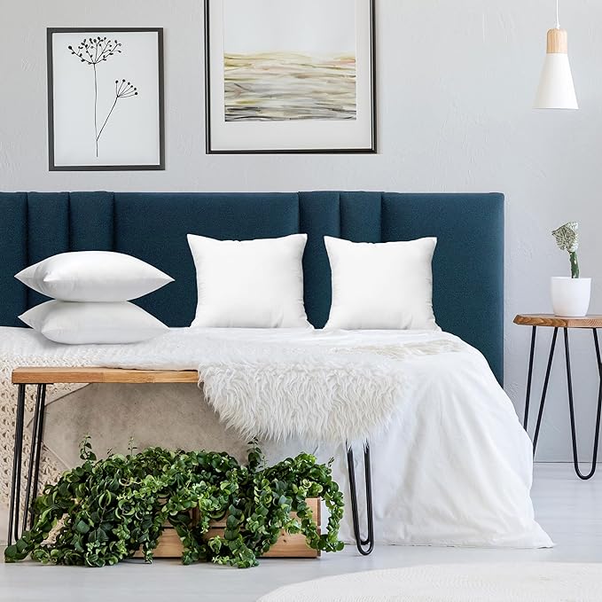 Utopia Bedding Throw Pillows (Set of 4, White), 14 x 14 Inches Pillows for Sofa, Bed and Couch Decorative Stuffer Pillow