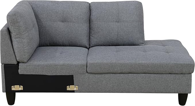 NicBex Sectional Couch 2 Pieces 66.5" L Sofa with Right Chaise Linen L Shaped Cloud Couch for Living Room Furniture Sets with Cushion, Modular Sofa for Living Room & Small Apartment, Gray