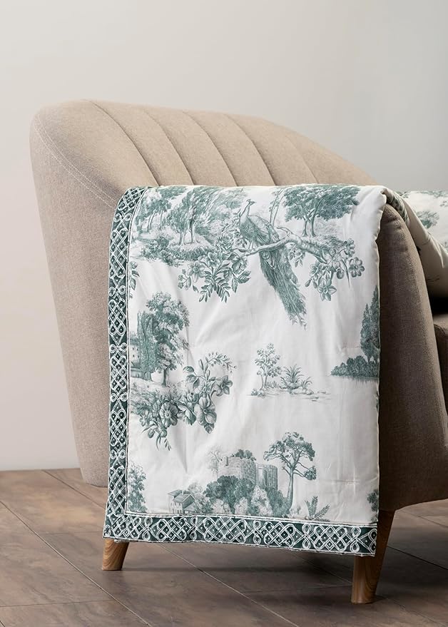 Maison d' Hermine Throw Blanket for Couch Lightweight Soft Warm Breathable Cotton Throw Blankets for Bed Girls Boys Women Men Gifts Sofa Travel Living Room Chair Bedding (60"x80", Trianon)