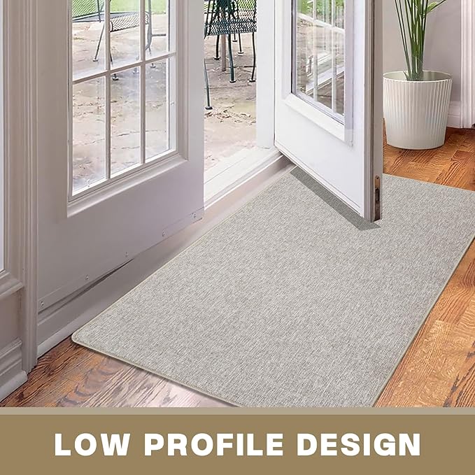 Yancorp Ultra Thin Bath Mat & Rug 24"x 59", Rubber Backed Non-Slip Bathroom Mats, Quick Dry Shower Rugs Under Door, Super Absorbent Floor Mats for Bathroom Sink & Shower Khaki