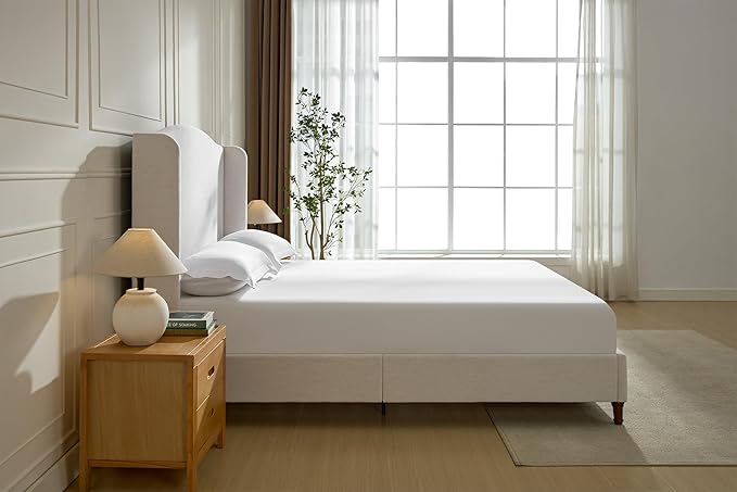 GDFStudio Tall Headboard Upholstered Bed,Queen Size Platform Bed Frame with Headboard Wingback,54" High No Box Spring Needed Easy Assembly Minimalist Designs Premium Textured Canvas Chenille