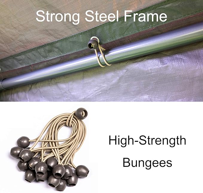 Sunnyglade 10x20 Feet Carport Replacement Top Canopy Cover with Fabric Pole Skirts and Accessories for Car Garage Shelter Tent, Dark Grey(Only Top Cover)