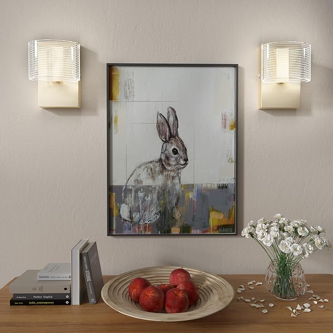 URSOLA Wall Sconce LED Wall Lamp with Oval Linear Sleek Lampshade 110 Volt Hardwired Wall Light 4000K Sconces Wall Lighting (Gold)