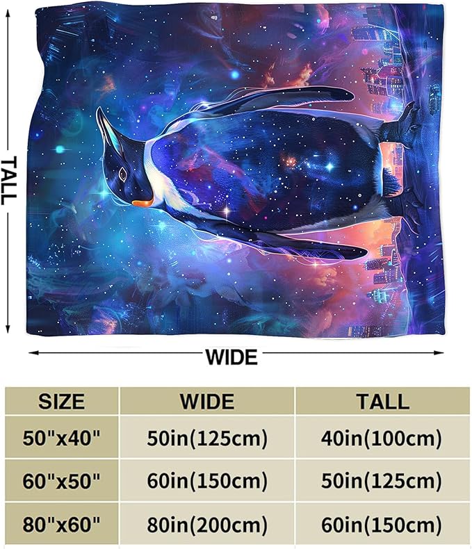 Fantasy Penguin Blanket Penguin Throw Blanket Penguin Gifts and Decor Animal Blanket for Girls Boys Women Men Kids Adults Soft Warm Cozy Fleece Blanket for Couch Sofa Bed 50"x40"