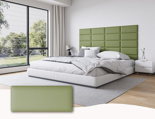 Queen Headboard for Adjustable Bed, 9-Pack Upholstered Peel and Stick Wall Panels, Wall Mounted Head Boards/Queen for Bedroom Wall Decor, 10"x24" Each, Dark Green