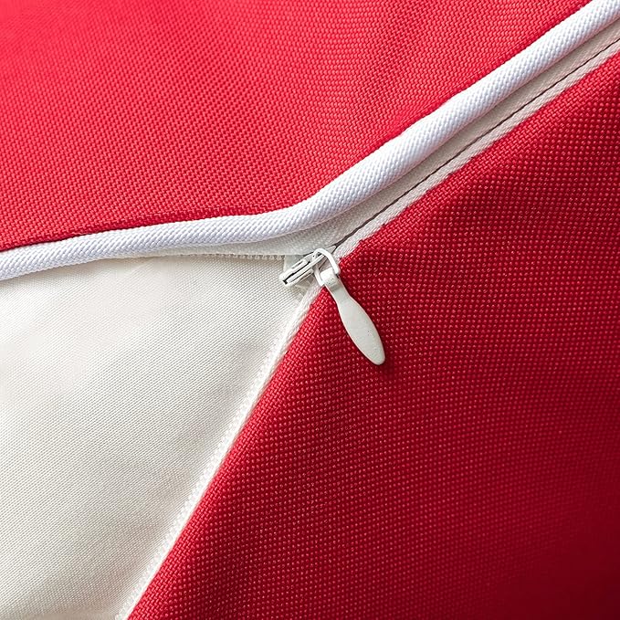 Phantoscope Pack of 2 Outdoor Waterproof Solid Throw Decorative Pillow Cover Decorative Square Outdoor Pillows Cushion Case Patio Pillows for Couch Tent Sunbrella, Red 12x20 inches 30x50 cm