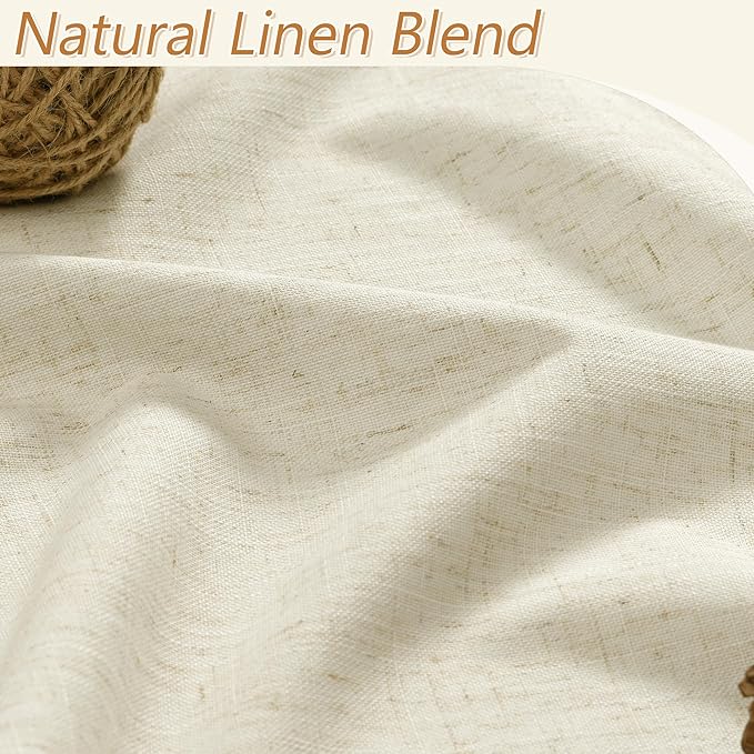 Guken Blackout Curtains 100 Inch Length 2 Panels Set for Living Room Bedroom Back Tab Thermal Insulated 100% Black Out Linen Drapes Room Darkening Window Curtains 100 Inches Long,Warm Beige