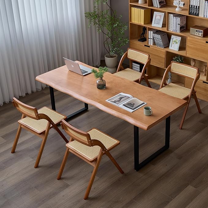 Stylish Solid Wood Office Desk with Sturdy Metal Base - Durable Multi-Size Executive Computer & Dining Table - Perfect for Home Office & Work Environments (Brown, 62.99in)