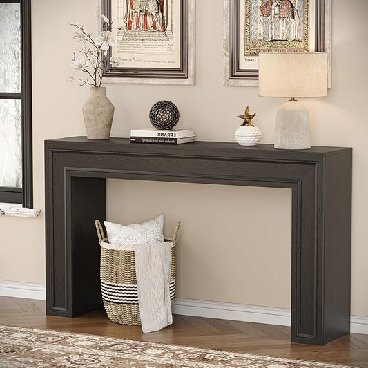 Rresyet 55 Inch Long Console Table, Sofa Table Behind Sofa, Entryway Table, Farmhouse Entryway Table for Entry, Hallway, Living Room (Black)