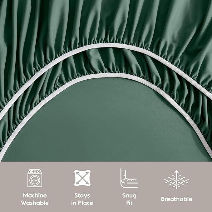 Nestl Twin Sheet Set - 1800 Ultra-Soft Microfiber Twin Bed Sheets - Double Brushed - Deep Pockets - Easy Fit - Extra Soft - 3 Piece Set - Bedding Sheets & Pillowcases (Twin, Dark Green)