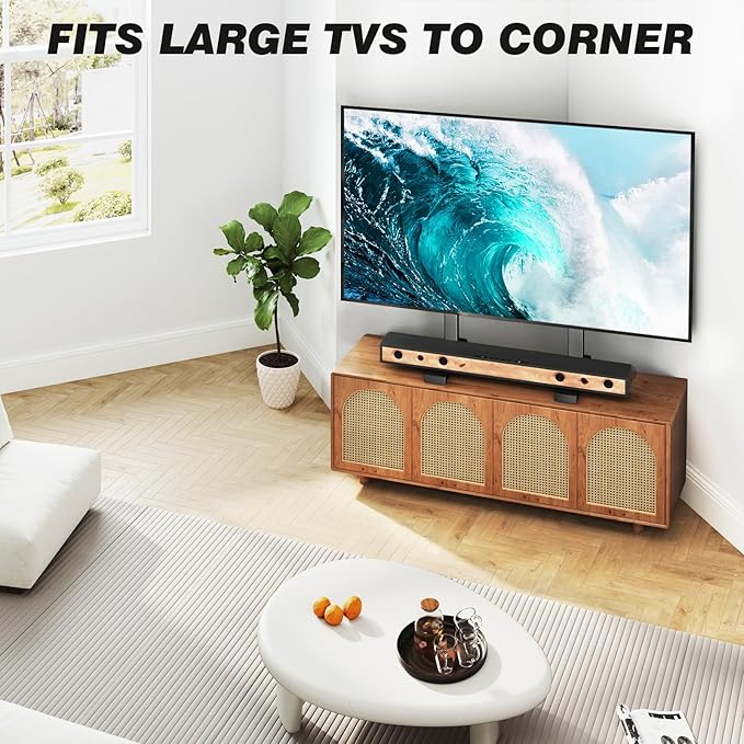 5Rcom Universal TV Stand, Large TV Legs for 37-86 Inch Flat Curved TVs with Cable Management, 6 Height Adjustment Table Top TV Mount Stand Up to 150lbs, Black