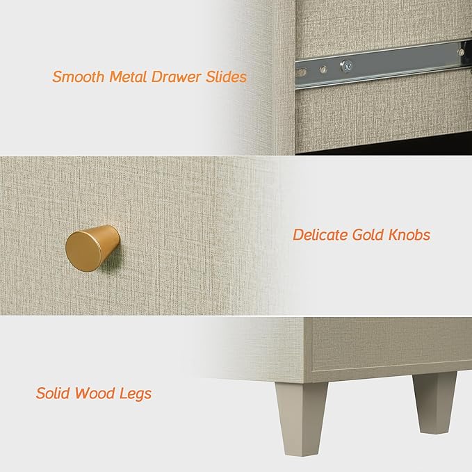 WAMPAT TV Stand Dresser for 75+ Inches TVs, 2-in-1 Wood Media Console Table with 6 Drawers, Modern Highboy Entertainment Center with Storage for Living Room Bedroom, Beige Linen