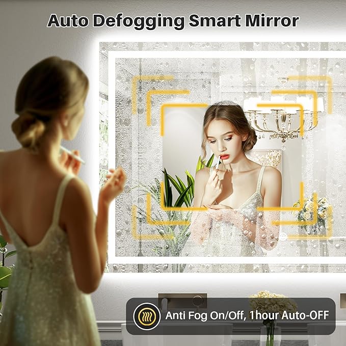 60"x28" LED Bathroom Mirror with Lights, Backlit & Front Lit, Lighted Wall Mirrors for Bathroom Vanity, Touch Screen Dimmable, Anti-Fog, Memory Function, HD Tempered Glass, Shatter-Proof, ETL Listed