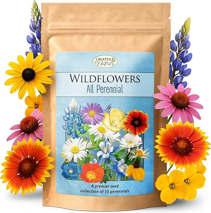 Created By Nature All Perennial Flower Seeds, 15 Flower Varieties, 49,000 Wildflower Seeds