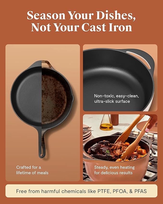 Caraway Enameled Dutch Oven - 6.5 qt Cast Iron Dutch Oven With Lid - 3 Layer Enamel Coating - No Seasoning Required - Compatible With All Stovetops - Oven Safe - No Forever Chemicals - Charcoal