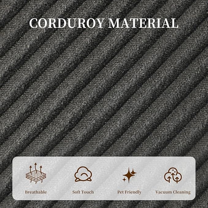 105" Cloud Sectional Sofa, L-Shape Sectional Couch, Modern Corduroy Sofa with Chaise Lounge, No-Assembly Required, Deep Seat Modular Cloud Couch for Living Room, Apartment, Gray