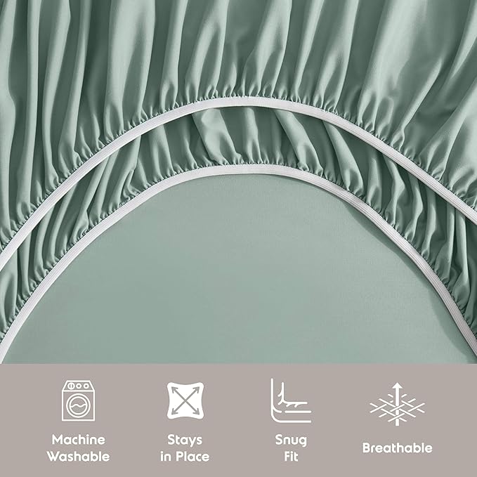 Nestl Twin Sheet Set - 1800 Ultra-Soft Microfiber Twin Bed Sheets - Double Brushed - Deep Pockets - Easy Fit - Extra Soft - 3 Piece Set - Bedding Sheets & Pillowcases (Twin, Sage Green)