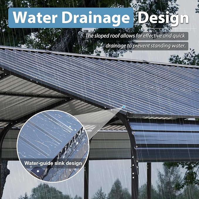 Verano Garden 12 x 20 FT Metal Carport, Heavy Duty Carport Canopy with Galvanized Steel Frame & Roof, Outdoor Portable Car Port for All-Weather, Garage Car Shelter for Cars, Boats and Truck