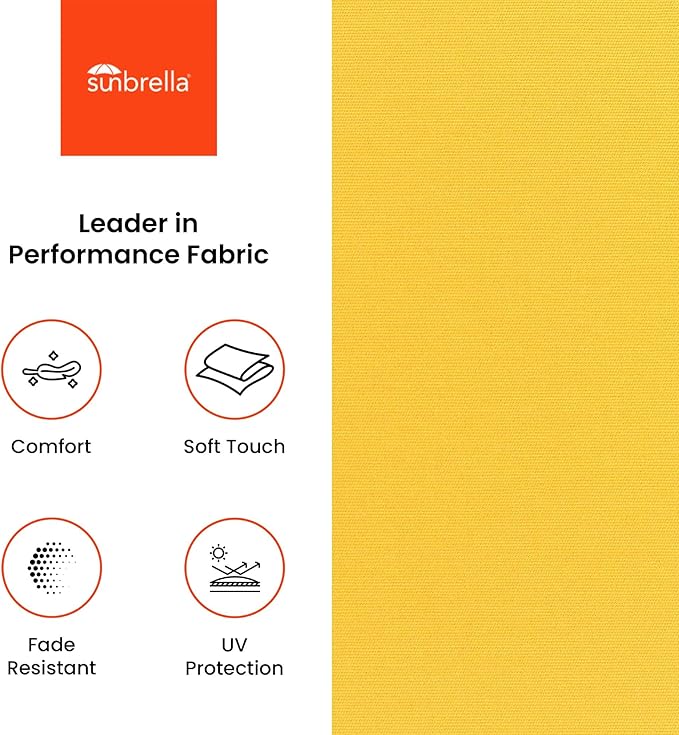 Covers & All Sunbrella Outdoor Throw Pillows, Pack of 2 Water Resistant & UV Fade Resistant Premium Square Throw Pillows (Inserts with Covers) for Indoor & Outdoor Use,20" x 20" Canvas Sunflower