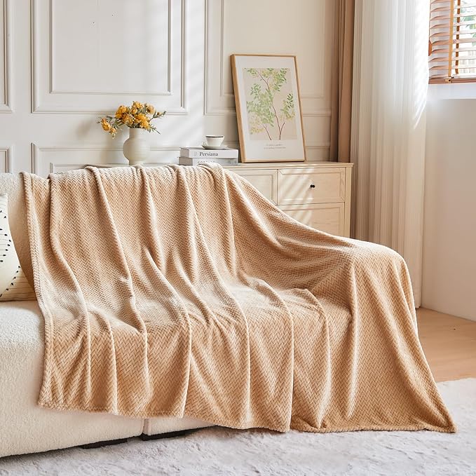 NEWCOSPLAY Super Soft Twin Blanket Brown Premium Silky Flannel Fleece Leaves Pattern Lightweight Bed Blanket All Season Use (Brown, Twin(60"x80"))