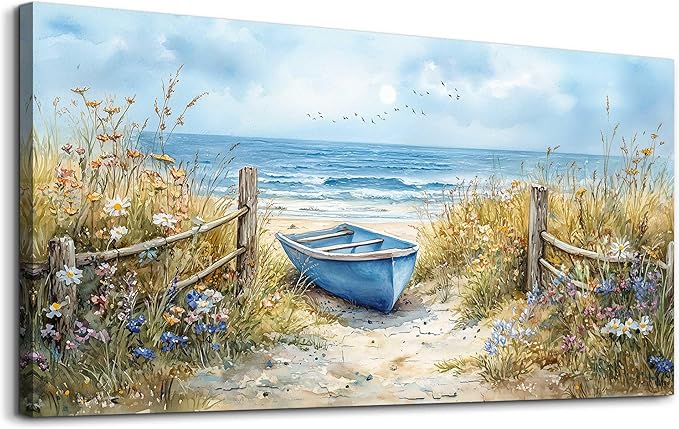 PHAOHUAXM Large Wall Decor Canvas Painting Wall Art For Living Room Decor Beach Wall Art And Ocean Landscape Painting Bedroom Print Artwork Picture For Dining Room Bathroom Home Decoration 24x48 In