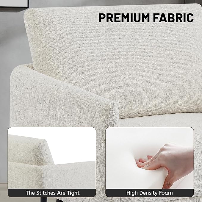 Oversized Accent Chair Set of 2 for Living Room Chairs Reading Arm Chair Comfy Modern Single Sofa Side Chairs with Metal Legs & Soft Cushion for Bedroom, Balcony,Waiting Room (Chenille, Oatmeal)