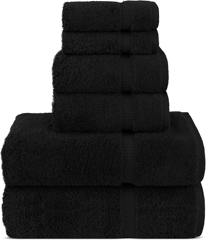 Chakir Turkish Linens Luxury Spa and Hotel Quality Premium Turkish Cotton 6-Piece Towel Set (2 x Bath Towels, 2 x Hand Towels, 2 x Washcloths)