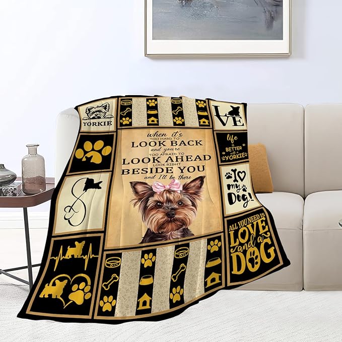 banonaty Yorkie Blanket Dog Throw Blanket Cozy Fleece Flannel Bedding Springer Yorkie Gifts for Women Men Boys Girls Adult Lover Stuff Plush for Couch Sofa Bed Decor 40"X50"