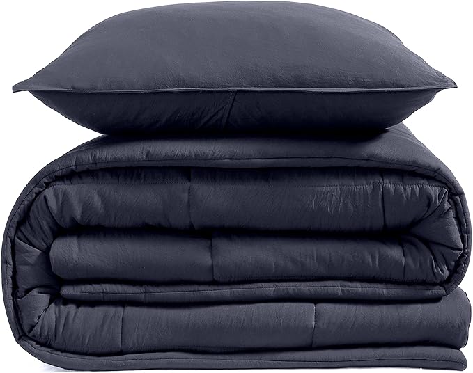UGG Leonora Comforter Set with 1 Pillow Sham Lightweight Down Alternative Blanket All Season Washable and Hypoallergenic Bedding Set for College Apartment or Dorm Essentials, Twin/Twin XL, Navy Blue