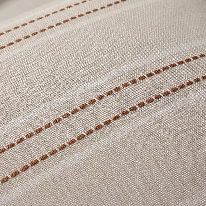 Hckot Fall Throw Pillow Covers 12x20 Set of 2 Striped Pillow Covers Textured Linen Decorative Pillows Square Cushion Covers for Sofa Couch Bed Living Room Farmhouse Decor(Rust)