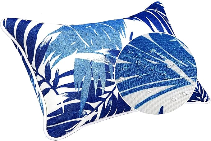 JMGBird Outdoor Pillows Waterproof Set of 2 Outdoor Throw Pillows with Insert Included 12×20 Inch Outdoor Lumbar Pillows for Patio Furniture