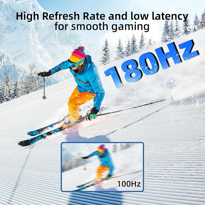 27” White Monitor, FHD (1920x1080P) 180Hz 100% sRG Computer Monitors，IPS Panel, 3Sides Frameless, Flicker-Less,Blue Light Filter, for Office & Gaming (DP,HDMI)