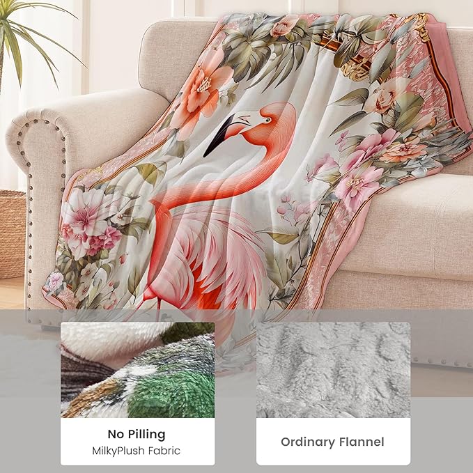 Flamingo Blanket for Kids Adults, Flamingo Gifts Flannel Throw Blanket, Flamingo Decor Lightweight Warm Soft for Sofa Couch Bed Living Room Office 60" x 80"