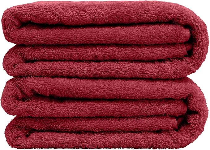 Luxury Hotel & Spa Collection Highly Absorbent, Quick Dry 100% Turkish Cotton 700 GSM, Eco Friendly Towel, for Bathroom Oversize Dobby Border Bath Towels 35 X 70 (Bath Sheet Towel Set of Cranberry)