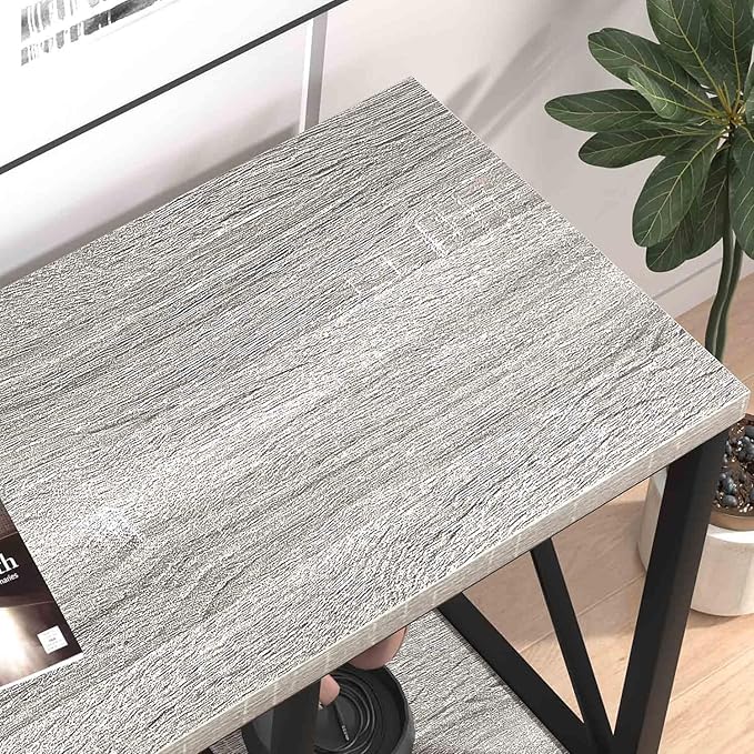 FOLUBAN Modern TV Stand for TV up to 65 Inch, Rustic Wood Entertainment Center with Storage Shelves, Industrial Media TV Console for Living Room, Farmhouse TV Table for Bedroom, 55 Inch Light Grey