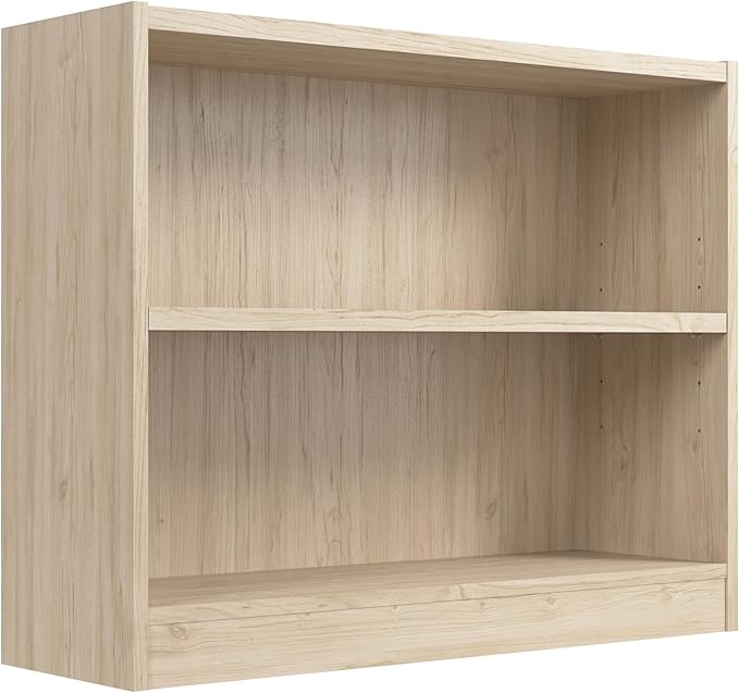Bush Furniture Universal Small 2 Shelf Bookcase in Natural Elm, Low Storage and Display Bookshelf for Home Office or Living Room Organization