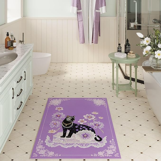 Door Mat Indoor Entrance 2x3 Rug Machine Washable Retro Lavish Leopard Animal Small Area Rug Non-Slip Low Pile Throw Rugs for Entryway, Kitchen, Front Door Indoor Entrance, Entry, Kids Room