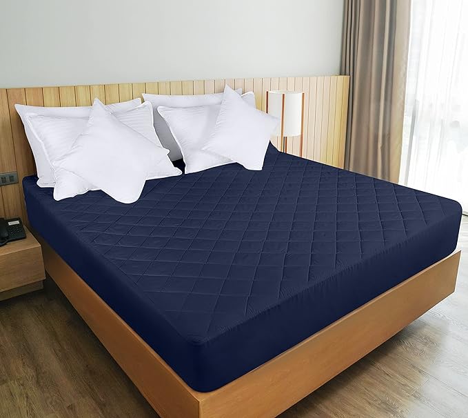 Utopia Bedding Quilted Fitted Mattress Pad, Full Size, Elastic Fitted Mattress Topper Protector and Cover Stretches up to 16 Inches Deep, Machine Washable (Navy)