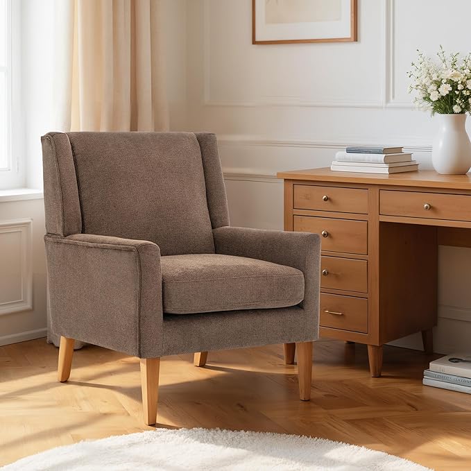 Accent Chairs for Living Room, Mid-Century Wooden Fabric Living Room Chairs, Arm Chair, Side Chairs for Living Room, Bedroom, Reading Nook