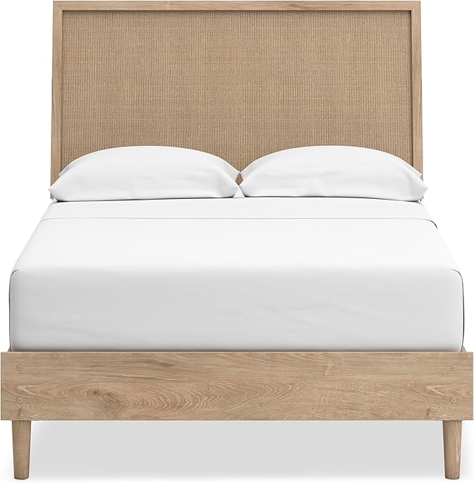 Signature Design by Ashley Cielden Farmhouse Full Panel Platform Bed, Foundation or Box Spring Not Needed, Light Brown