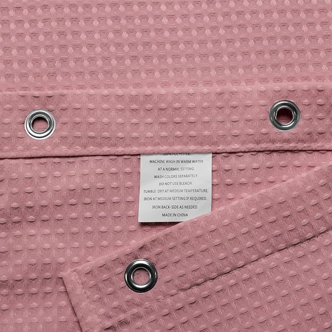 Barossa Design Waffle Weave Shower Curtain Hotel Luxury Spa, 230 GSM Heavy Duty Fabric, Water Repellent, Pale Mauve, 71"x72"