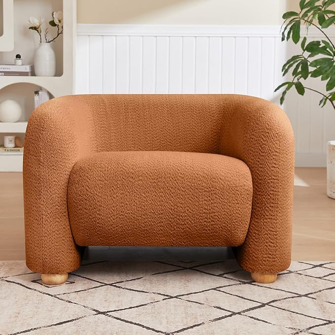 40" Modern Accent Chair Reading Chair Oversized Barrel Chairs for Living Room Bedroom Apartment (Orange)