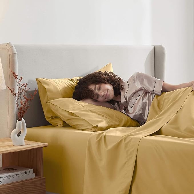 Nestl Twin Sheet Set - 1800 Ultra-Soft Microfiber Twin Bed Sheets - Double Brushed - Deep Pockets - Easy Fit - Extra Soft - 3 Piece Set - Bedding Sheets & Pillowcases (Twin, Camel Gold)