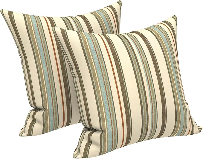 LVTXIII Outdoor Pillow Covers ONLY, Square Throw Pillow Covers, Modern Cushion Cases for Sofa Patio Couch Decoration 18 x 18 Inch, Pack of 2, Stripe Onyx