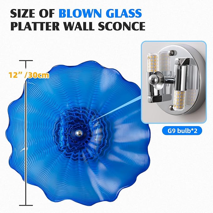 Hand Blown Glass Plate Wall Decor, Modern Unique Glass Wall Art, Lotus Leaf Wall Plate Shape Wall Sconce with Transparent and Easy to Clean for Staircase, Living Room, Kitchen, Hallway (Brown-1)