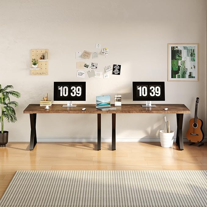 Rustic Brown 55-inch Solid Wood Computer Desk - Modern Gaming Workbench for Home Office, Modern Simple Design, Ideal for Study, Writing, Dining