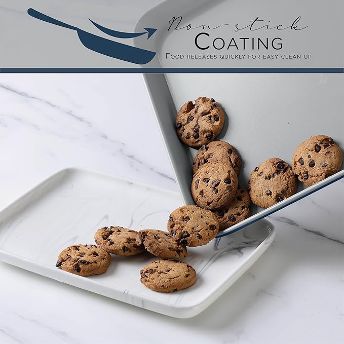 Country Kitchen Nonstick Stackable Bakeware Set - Durable, Easy Release Baking Set, Denim, 13 Pcs