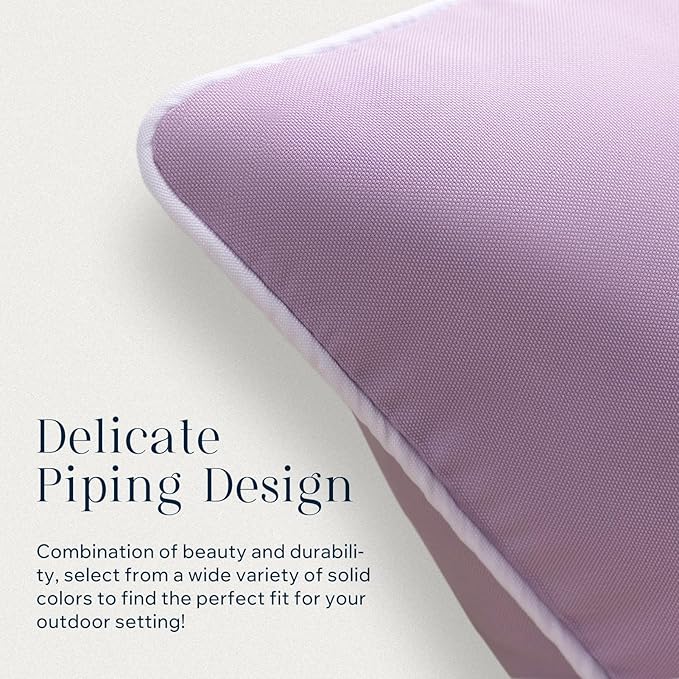 Phantoscope Pack of 2 Outdoor Waterproof Throw Pillow Covers Decorative Square Cushion Case Patio Pillows for Couch Tent Sunbrella, Lavender Purple 12x20 inches