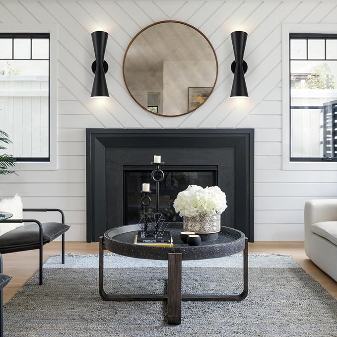 Wall Sconce Bathroom Sconces Wall Lighting, 15 inch Black Modern Sconces Up Down Lights Wall Decor Indoor Wall Light Fixtures for Living Room Hallway Staircase Bedroom Hardwired